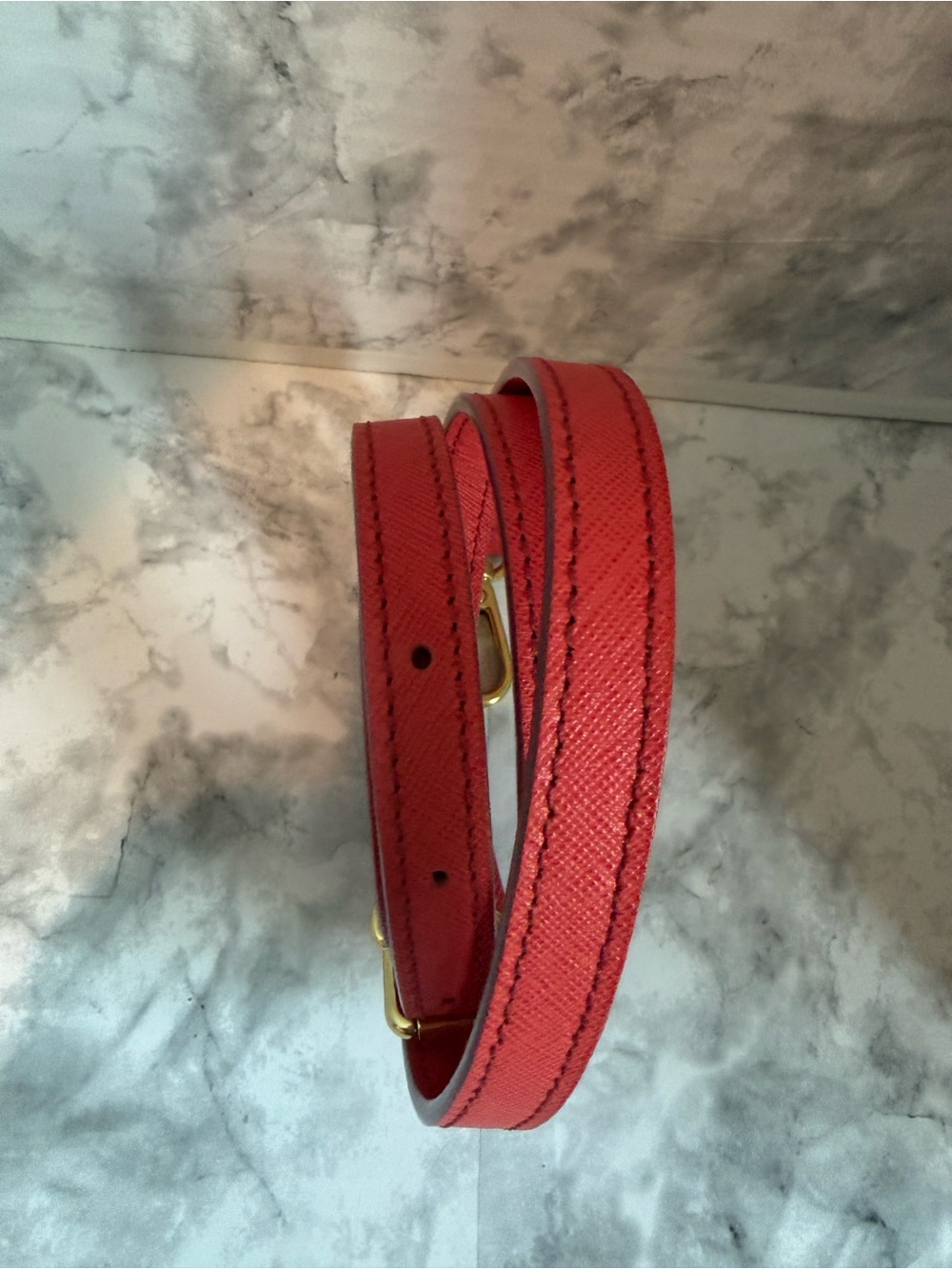 MCM safiano Red Bag crossbody strap